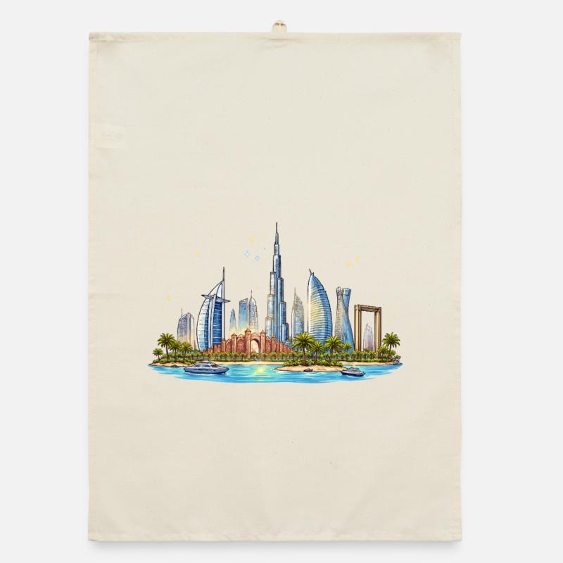 Skyline du front de mer de Dubaï Torchon bio