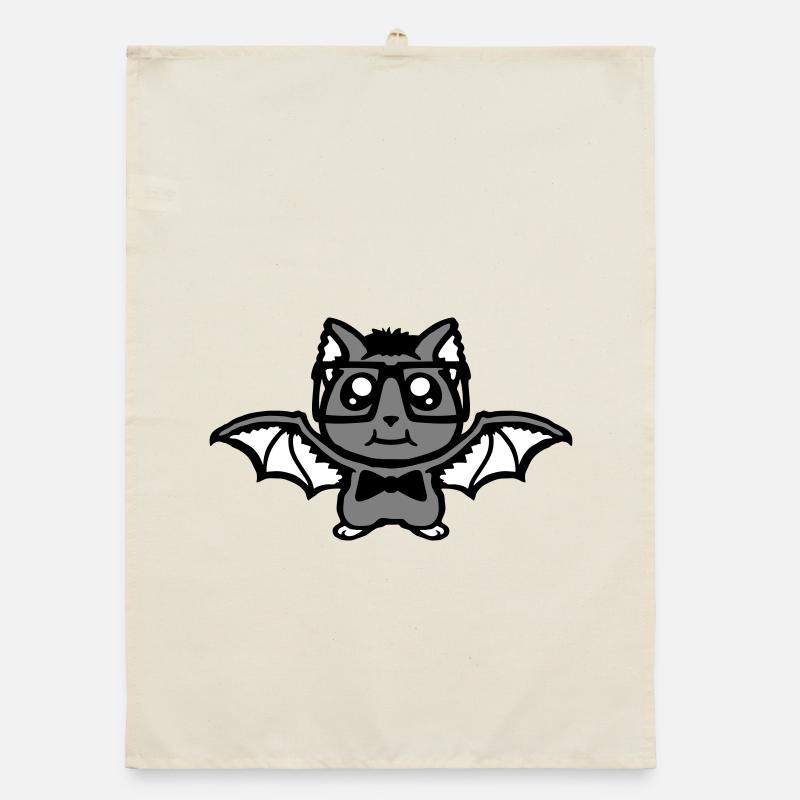 Cute Nerd Bat Glasses Bow Tie Halloween Geek Organic dish towel