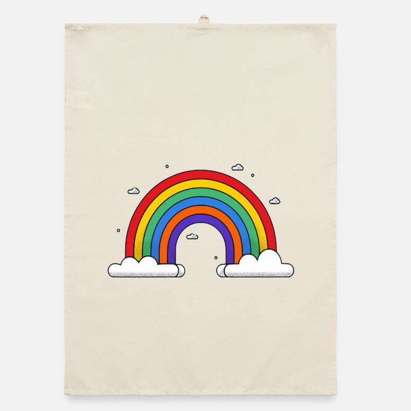Rainbow on clouds Organic dish towel