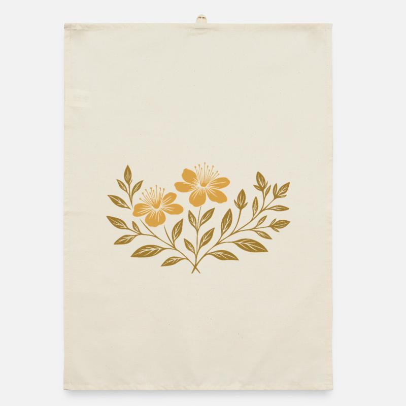 St. John's Wort - Botanical Design for Midsummer Organic dish towel