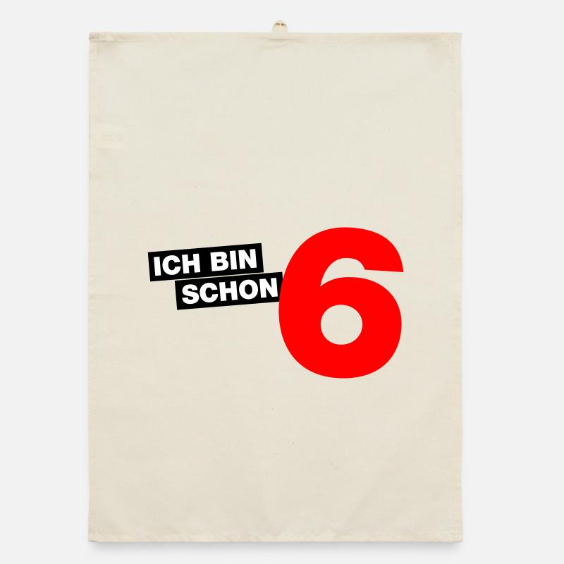 Ich bin schon 6 Organic Geschirrtuch