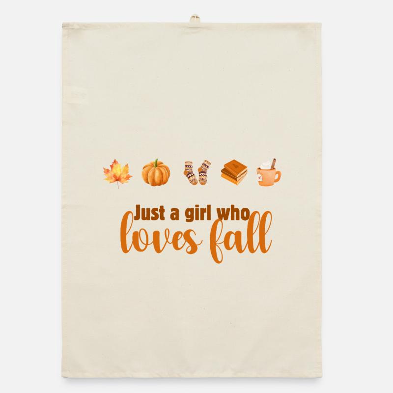 Herbstliebendes Mädchen Design, Fall Vibes Organic Geschirrtuch