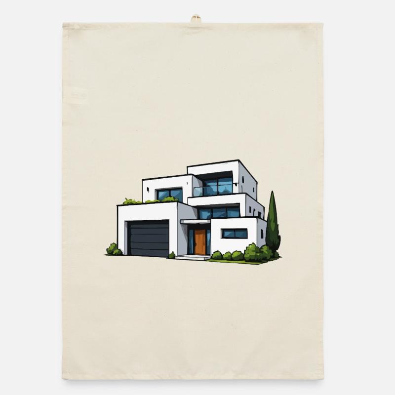 Moderne Flachdachvilla Organic Geschirrtuch
