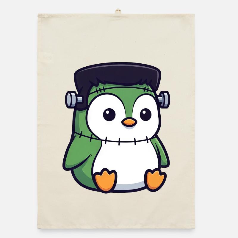 Mignon Halloween Pingouin Zombie Monstre Dessin animé Torchon bio