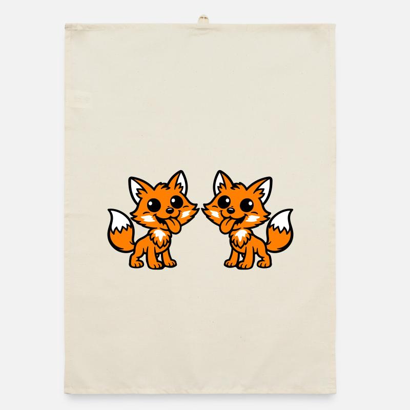 Fuchs Paar - Organic Geschirrtuch - Natur