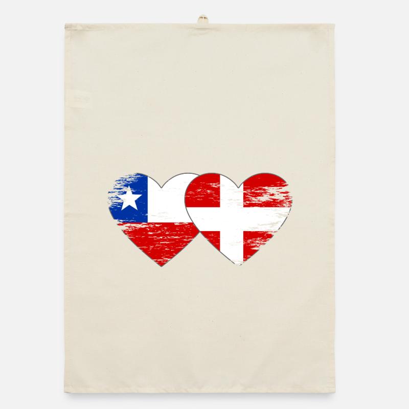 Cœur du drapeau du Danemark du Chili utilisé Torchon bio