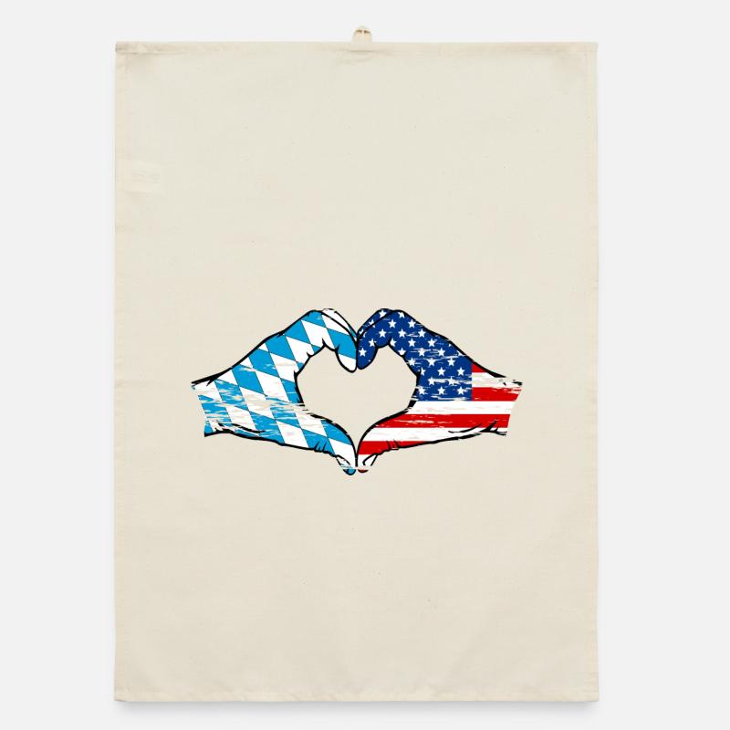 Bavière, USA, Drapeau, Mains, Forme de coeur Utilisé Torchon bio