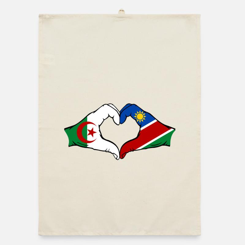 Algeria Namibia Flag Hands Heart Shape Organic dish towel