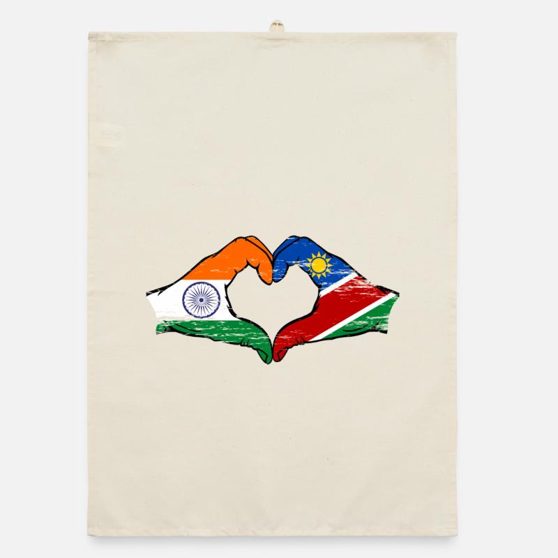 India Namibia Flag Hands Heart Shape used Organic dish towel