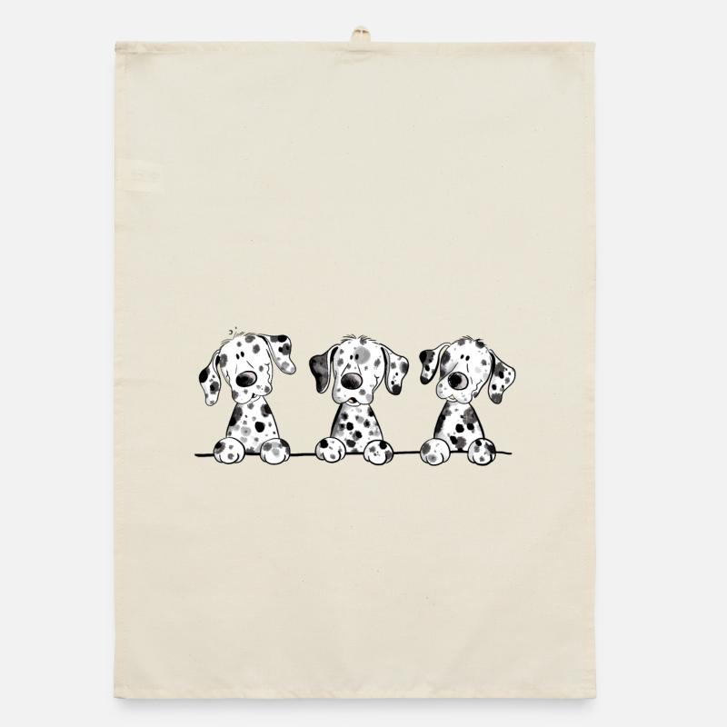 Witzige Dalmatiner Hunde Welpen Comic Geschenk - Organic Geschirrtuch - Natur