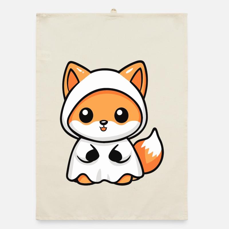 Fuchs Halloween Geist Organic Geschirrtuch
