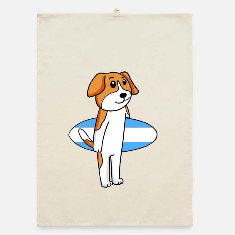 Surfboard Hund Beagle Surfen Geschenk Organic Geschirrtuch