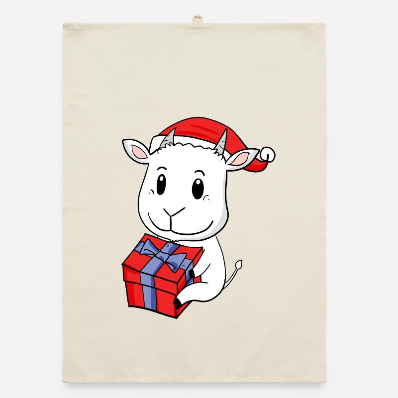 Bébé Chèvre de Noël avec cadeau Torchon bio