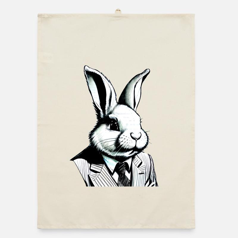 lapin de Pâques élégant avec costume et cravate Torchon bio