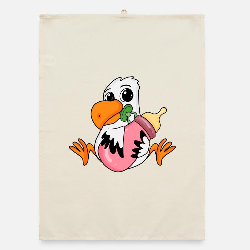 Motif de mouette bébé - Torchon bio - nature