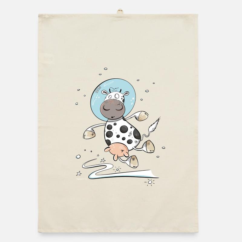 Drôle de vache en astronaute dans l’espace Torchon bio