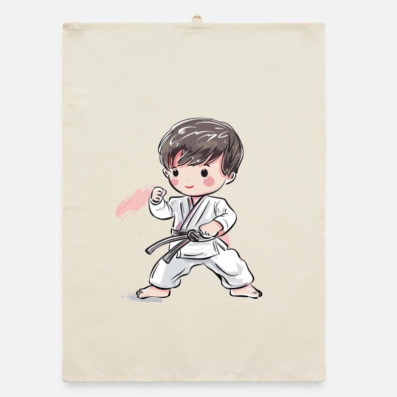 Karate Junge Comic Stil Organic Geschirrtuch