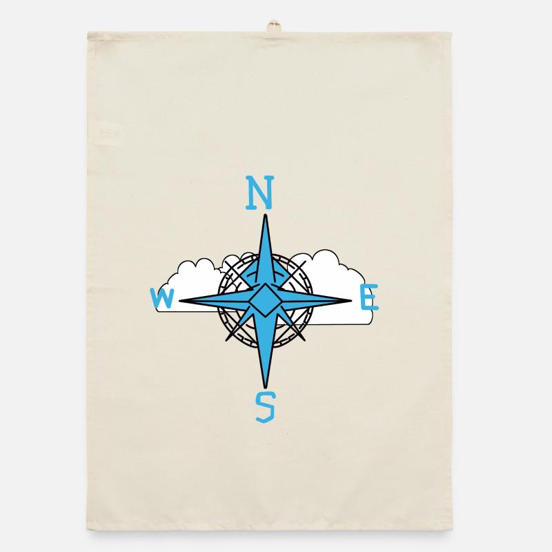 Wind Rose Maritime Compass Cloud Organic dish towel