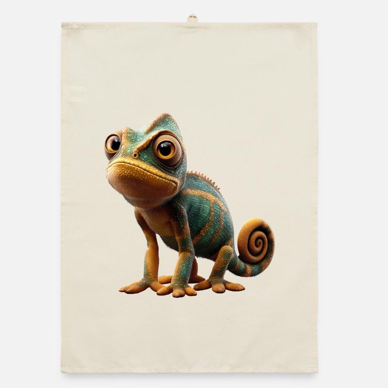 Chamäleon Echse Reptil Chameleon Leguan Eidechse Organic Geschirrtuch
