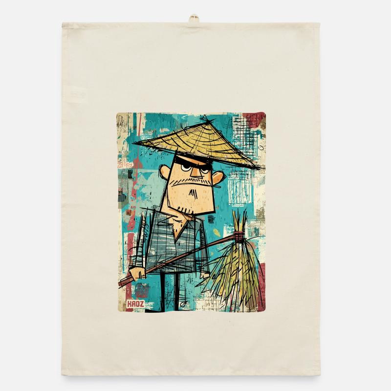 Graffiti Samurai with Broom Organic dish towel