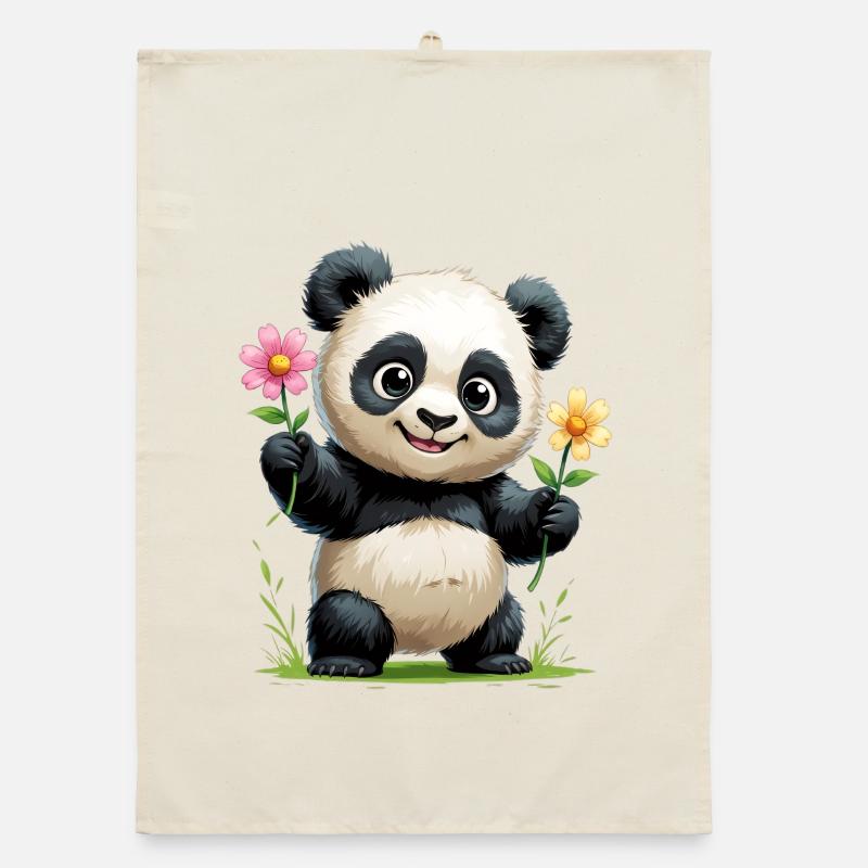Salutation fleur de panda Torchon bio
