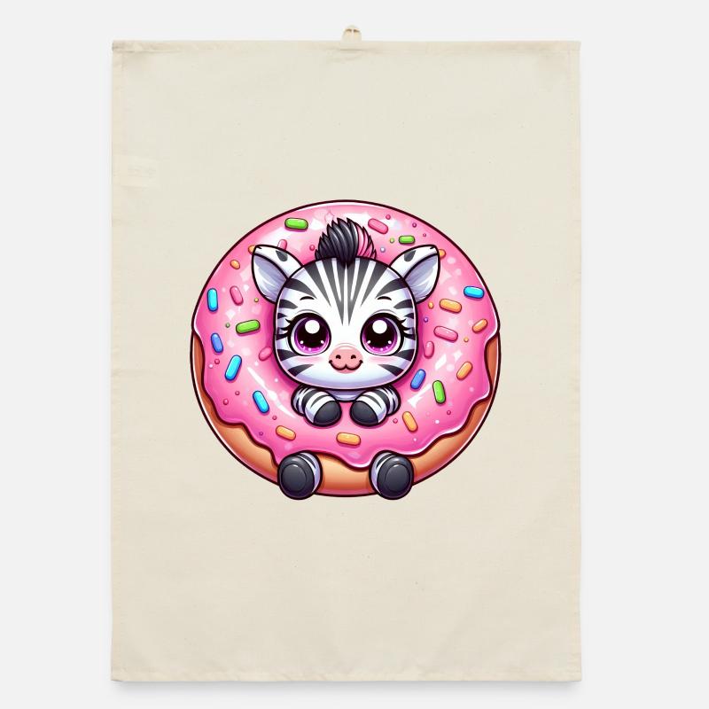Funny Zebra Donut Candy Dessert Comic Organic dish towel