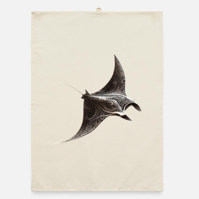 Manta Ray, Devil Ray, Stingray, Diver Organic dish towel