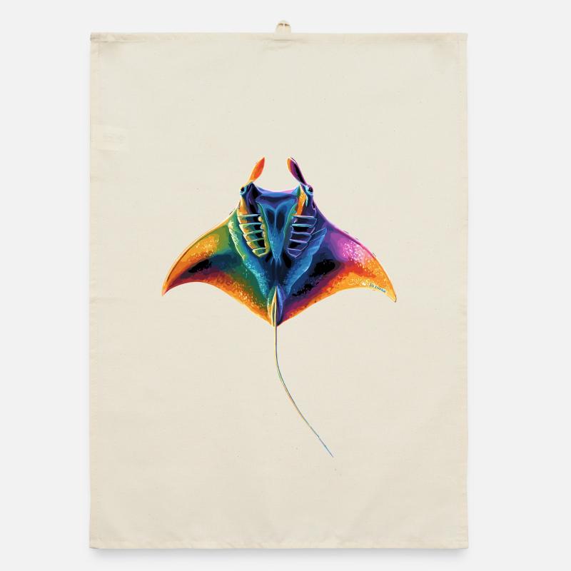 Manta Ray, Devil Ray, Stingray, Diver Organic dish towel