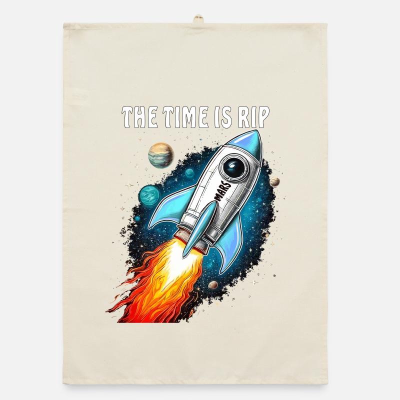 FUSÉE MARS LE TEMPS EST DÉCHIRÉ Torchon bio