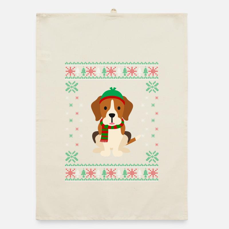 Beagle laid - Conception de chien de Noël Torchon bio