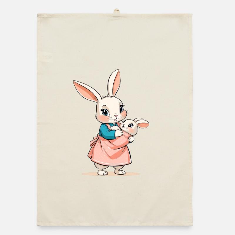 Mère lapin avec bébé Torchon bio