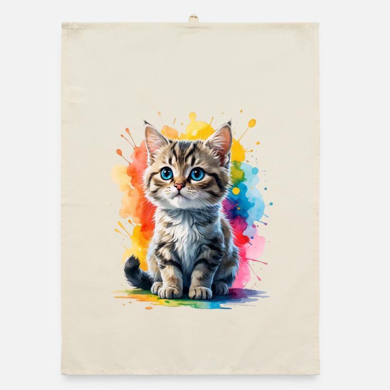 Explosion de couleurs de portrait de chat Torchon bio