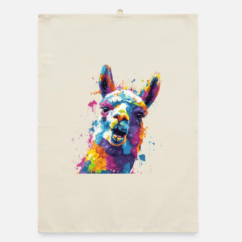 Explosion de couleurs de lama Torchon bio