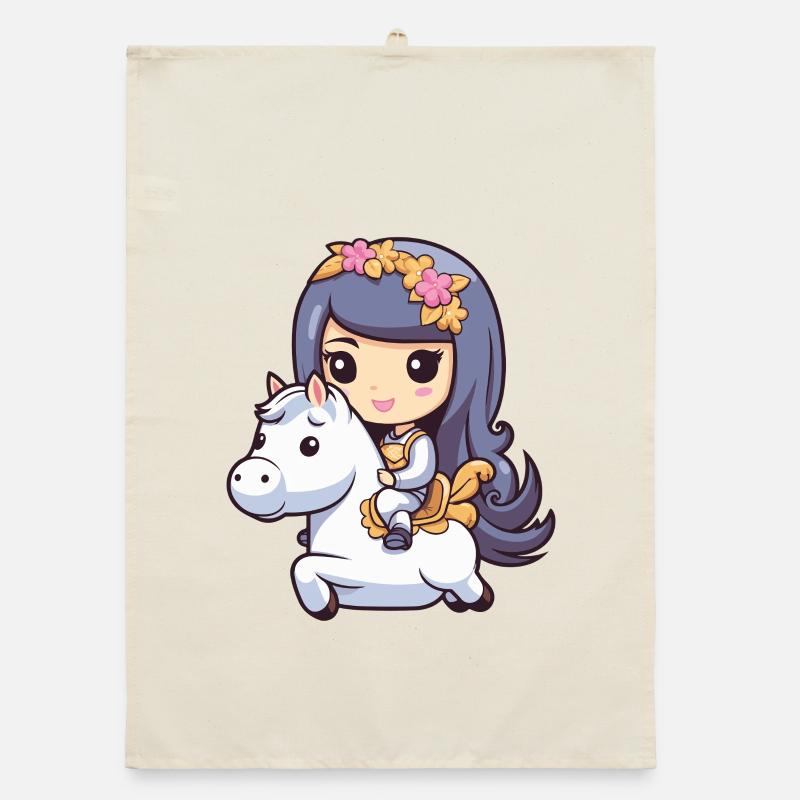 Prinzessin Pferd Comic - Organic Geschirrtuch - Natur