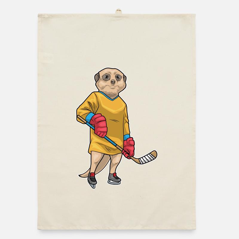 Erdmännchen Eishockey Eishockeyschläger Sport - Organic Geschirrtuch - Natur