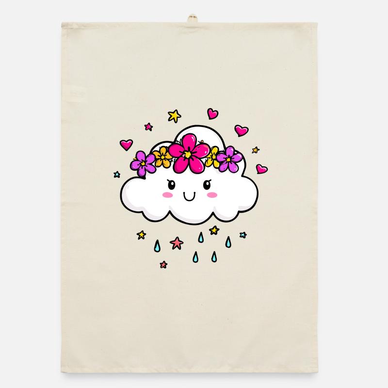 Cloud with flower crown Organic dish towel