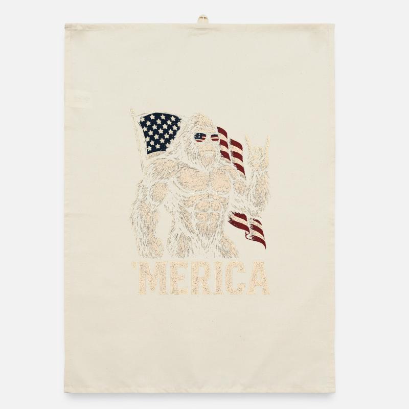 America Bigfoot Drôle 4 juillet Bigfoot Ameri Torchon bio