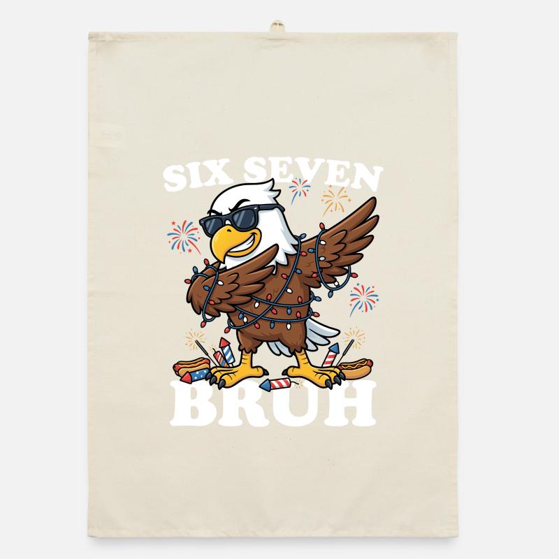 Six Seven Bruh 4. Juli Dabbing Eagle 4. Juli - Organic Geschirrtuch - Natur