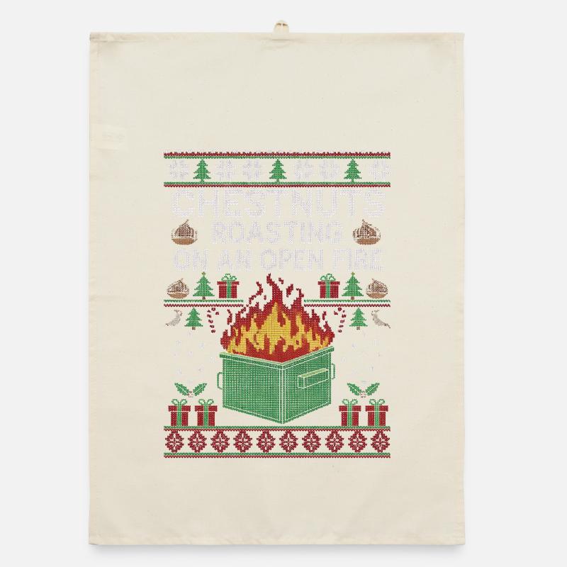 Roasting chestnuts on an open fire garbage can Organic dish towel