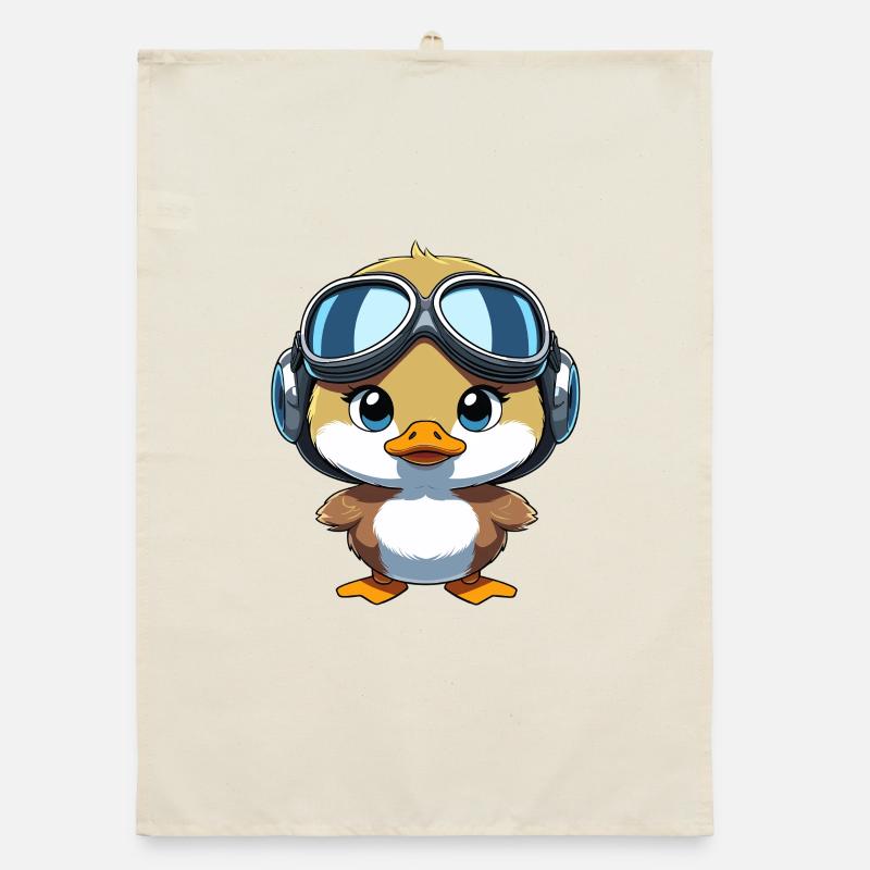 Croaking pilot with aviator goggles Organic dish towel