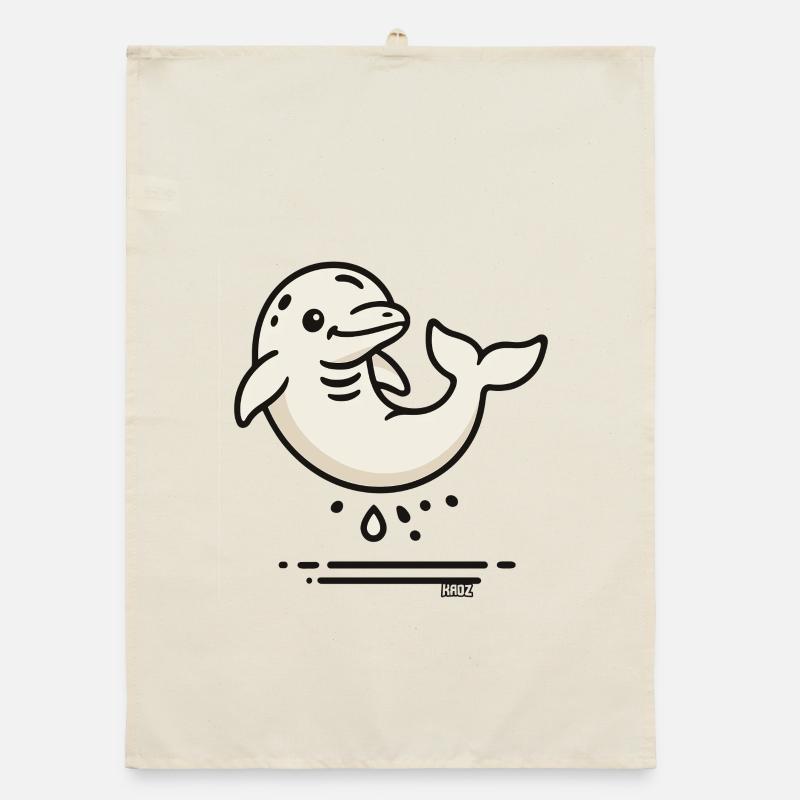 Cute Dolphin in Comic Style Organic dish towel