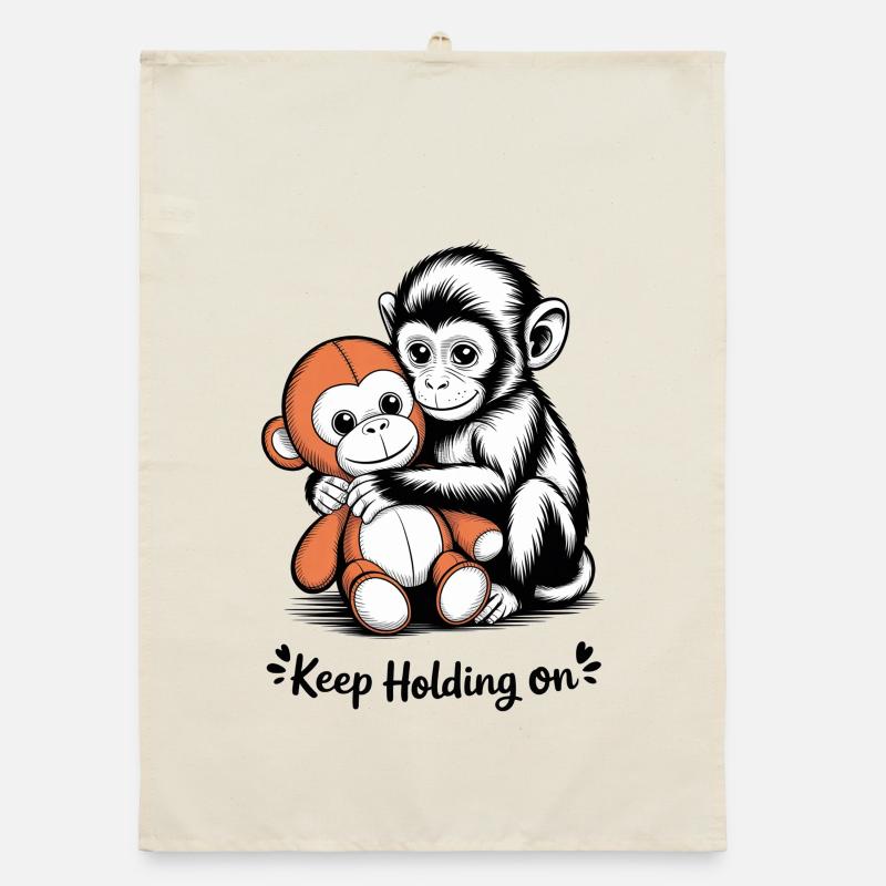Monkey Hug Keeps Holding On Organic dish towel