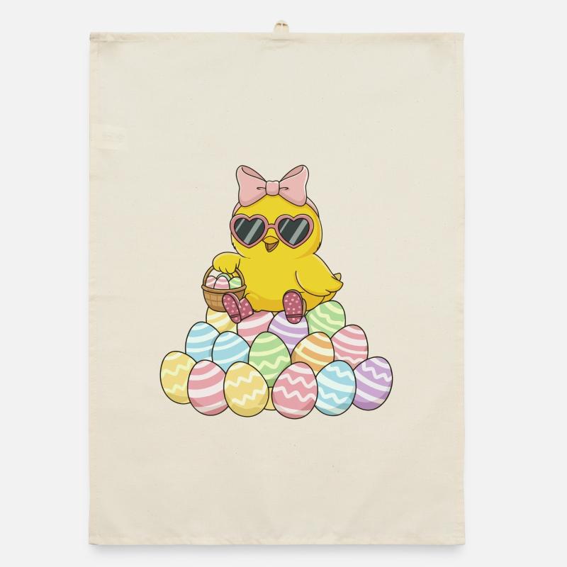 Pastel Chick Easter Egg Parade Organic dish towel