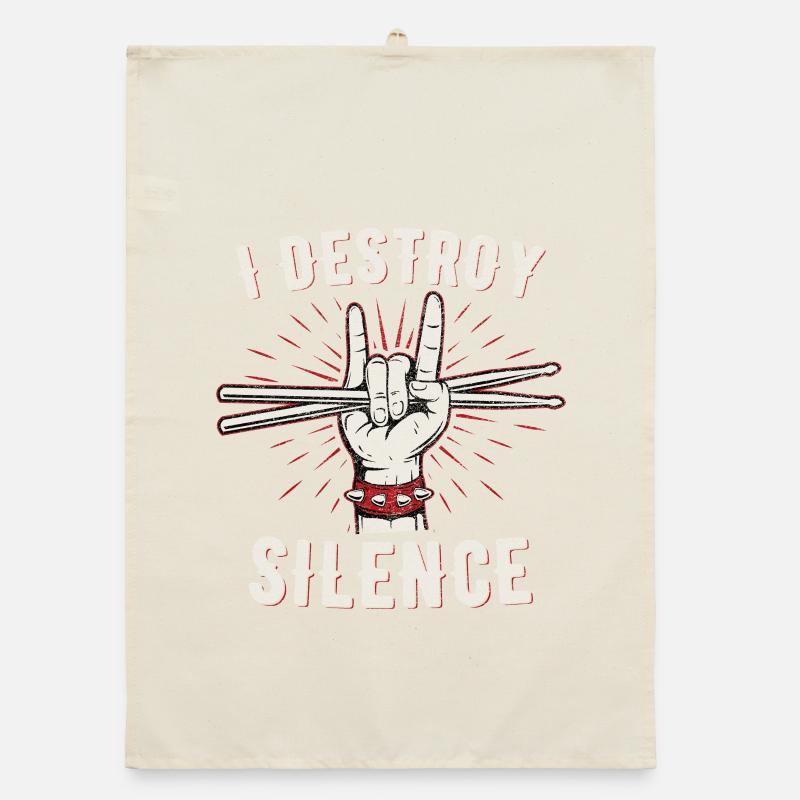 I Destroy Silence Drummer Hand Graphic Organic Geschirrtuch