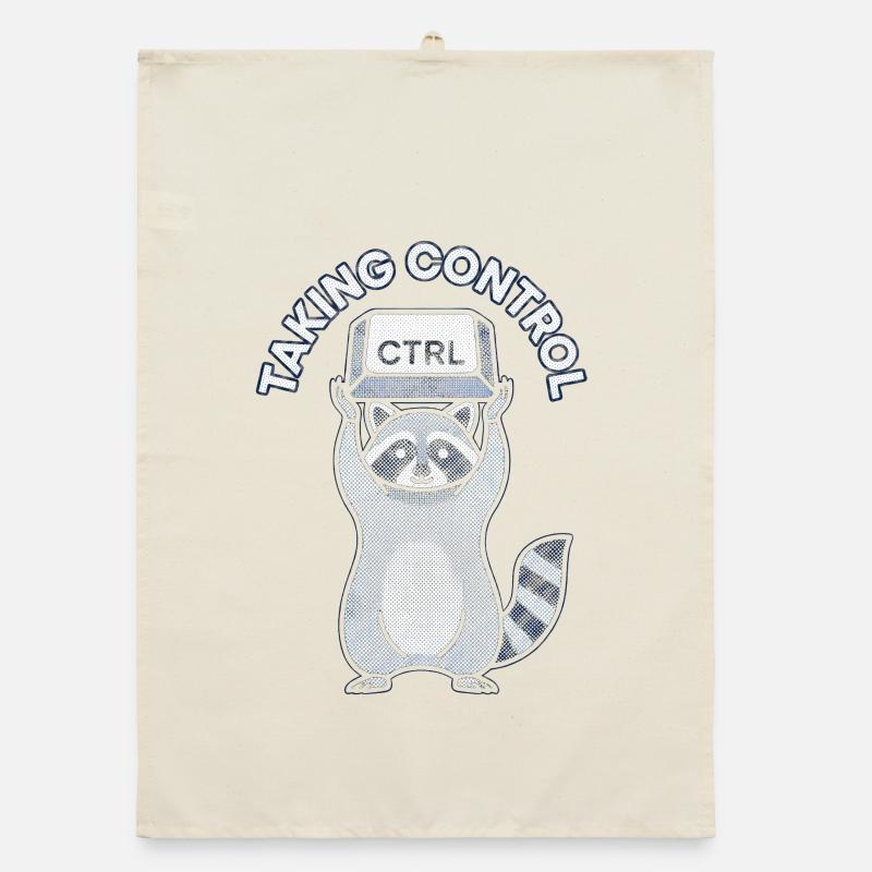 Raccoon Ctrl: Taking Control - Organic Geschirrtuch - Natur
