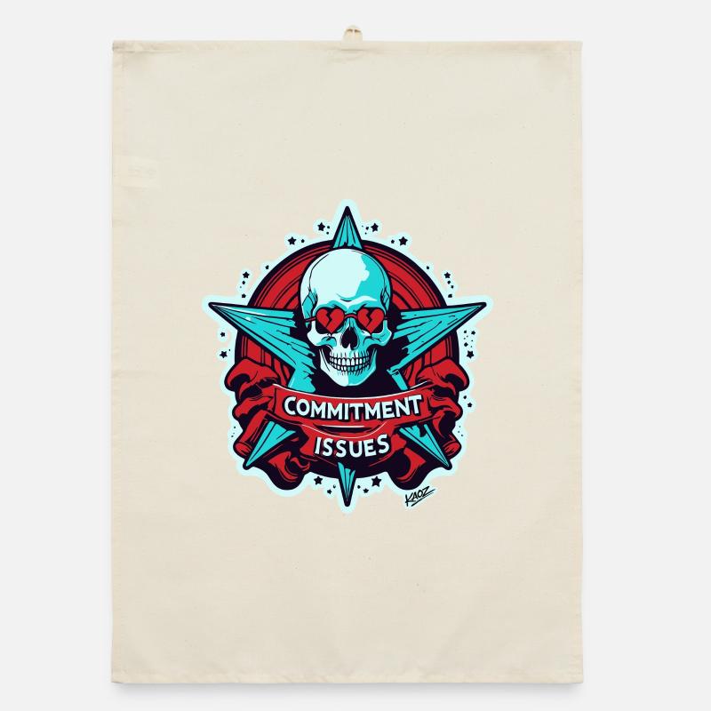 Commitment Issues Skull Badge Organic dish towel