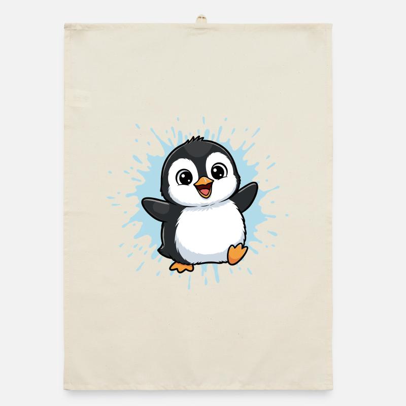 Éclaboussure colorée de pingouin Torchon bio