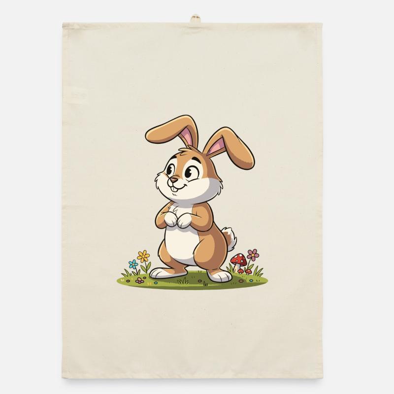Spring bunny in the meadow Organic dish towel
