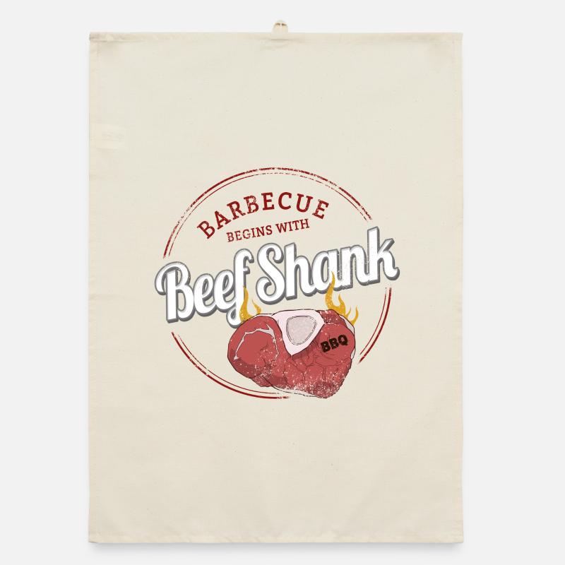 Beef Shank Barbecue Beef Knuckle Vintage BBQ Design Organic dish towel