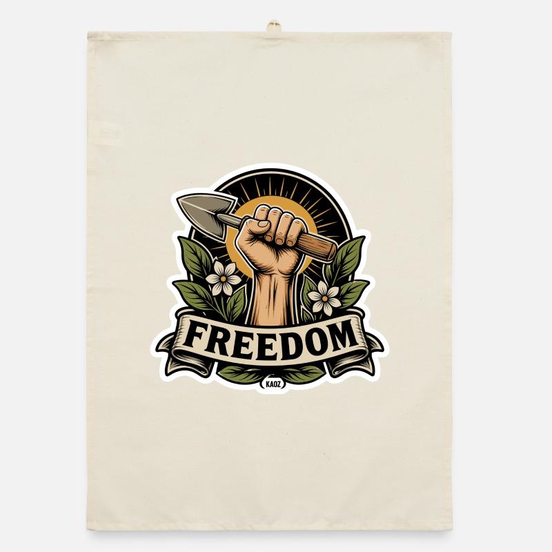 Freiheitsfaust-Emblem mit Schaufel Organic Geschirrtuch